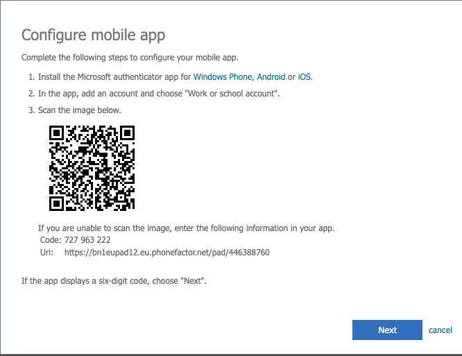 MFA mobile app QR code MFA mobile app QR code